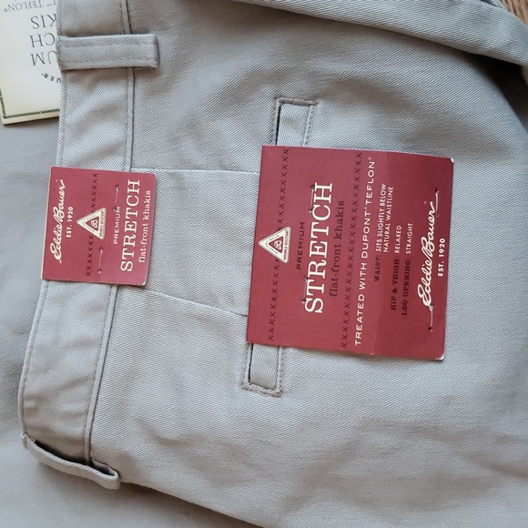 (12P) NWT Eddie Bauer Premium Stretch Flat Front Khaki Wrinkle Resistant - Picture 12 of 13